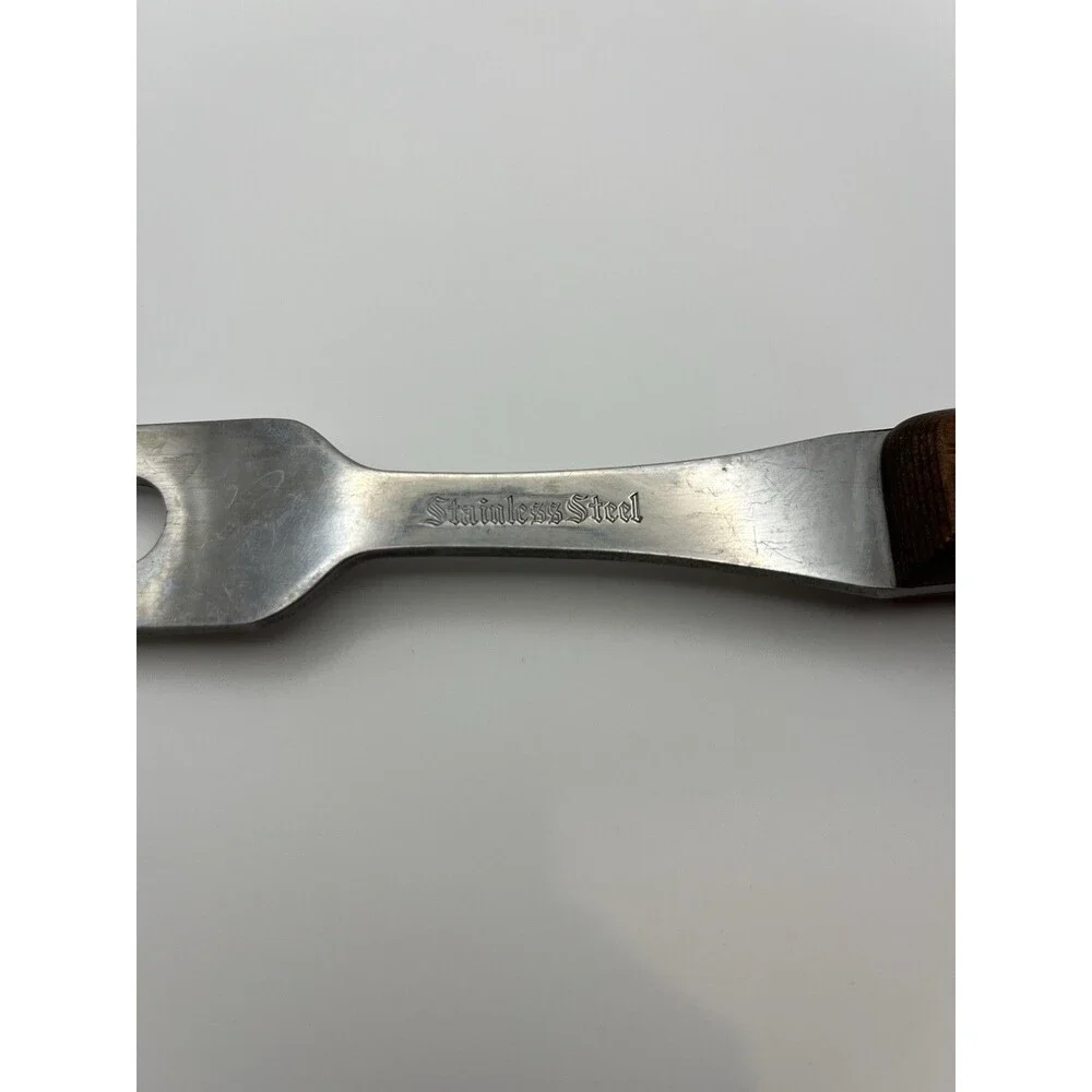 VTG Meat Carving Fork Interpur Japan Stainless Steel MCM Wood Handle‎ Heavy Duty
